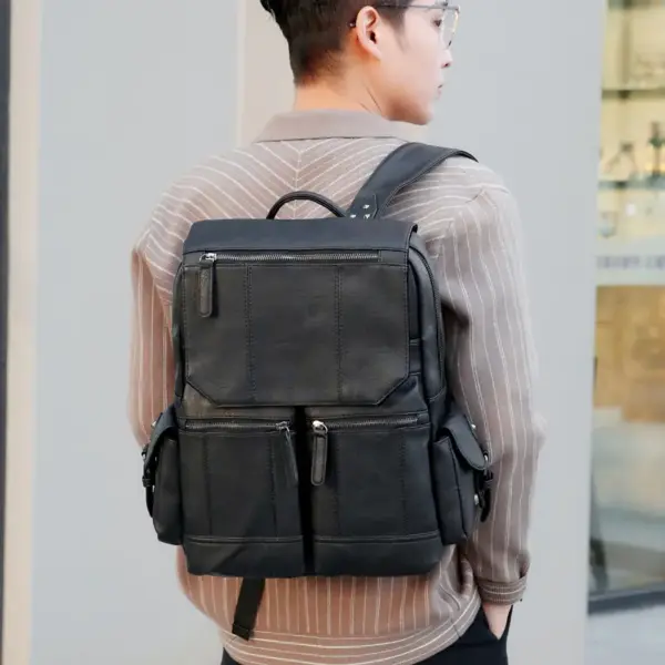 Premium men`s vintage leather backpack - Image 4