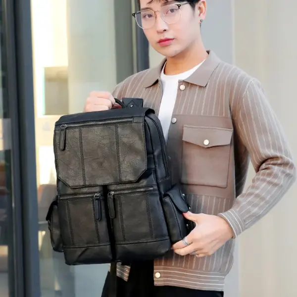 Premium men`s vintage leather backpack - Image 5