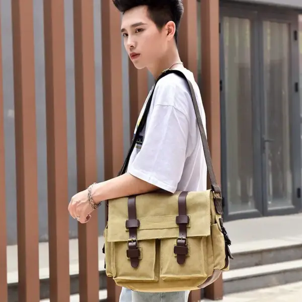 Premium vintage canvas messenger bag - Image 3