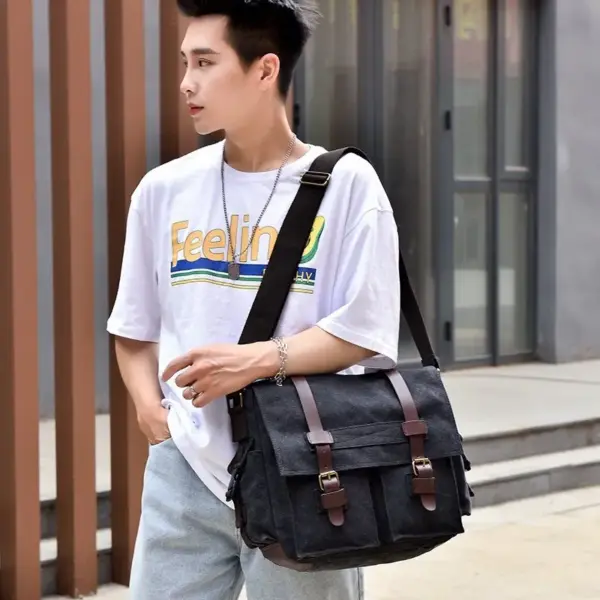 Premium vintage canvas messenger bag - Image 6