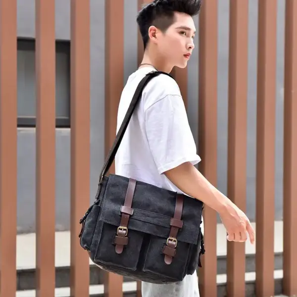 Premium vintage canvas messenger bag - Image 7