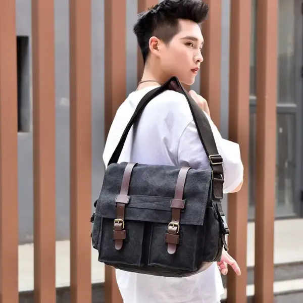 Premium vintage canvas messenger bag - Image 8