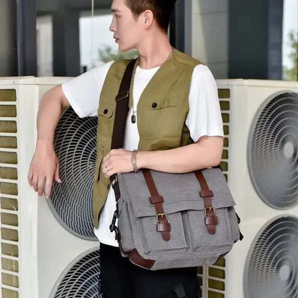 Premium vintage canvas messenger bag - Image 11