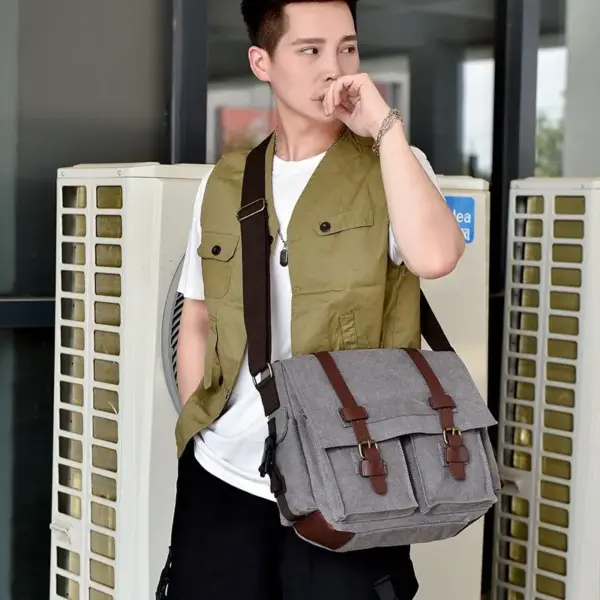 Premium vintage canvas messenger bag - Image 9