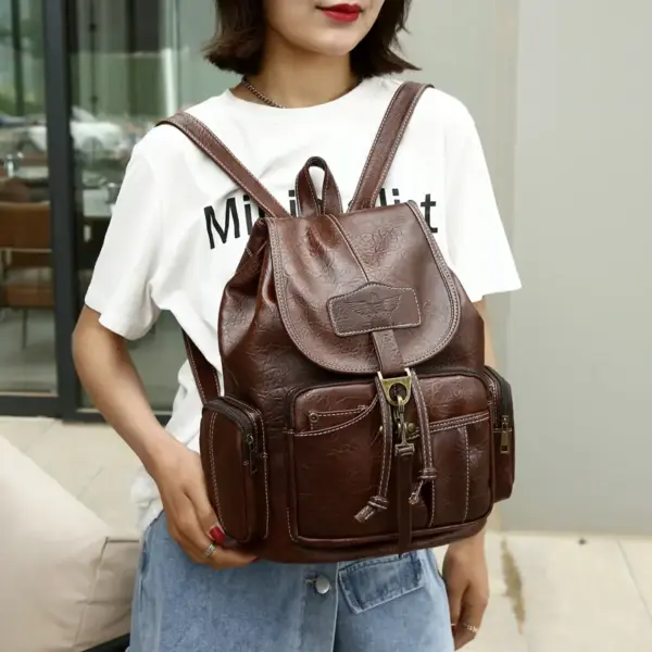 Premium vintage leather backpack - Image 7