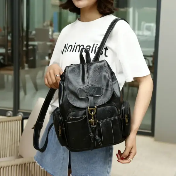 Premium vintage leather backpack - Image 2