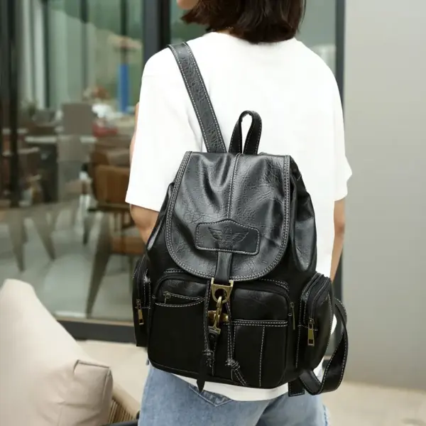 Premium vintage leather backpack - Image 3