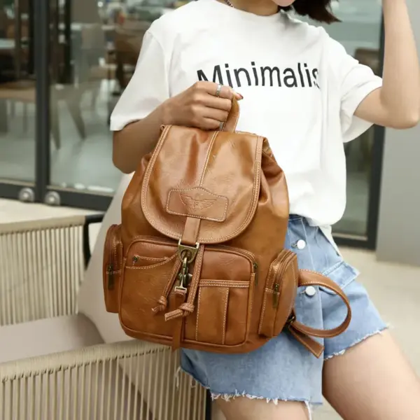 Premium vintage leather backpack - Image 4