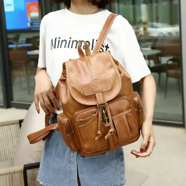 Premium vintage leather backpack - Image 5