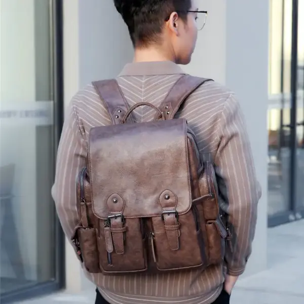 Premium vintage multifunctional leather backpack - Image 8