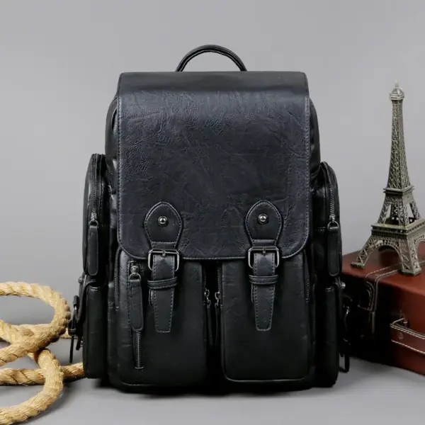 Premium vintage multifunctional leather backpack - Image 9