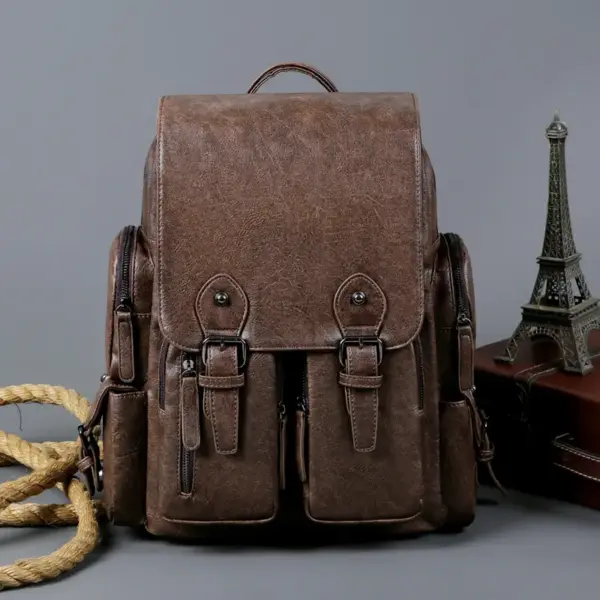 Premium vintage multifunctional leather backpack - Image 10