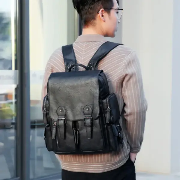 Premium vintage multifunctional leather backpack - Image 2