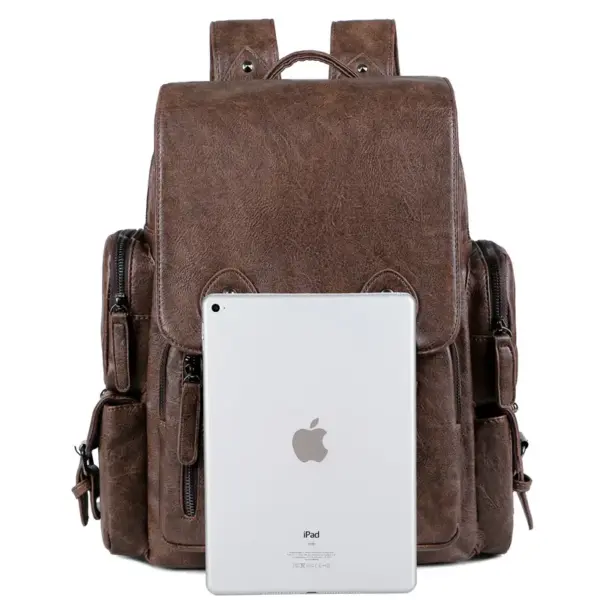 Premium vintage multifunctional leather backpack - Image 12