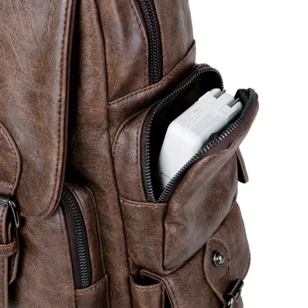 Premium vintage multifunctional leather backpack - Image 25