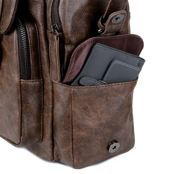 Premium vintage multifunctional leather backpack - Image 26