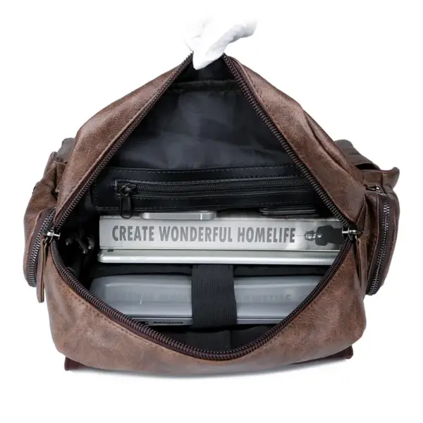 Premium vintage multifunctional leather backpack - Image 30