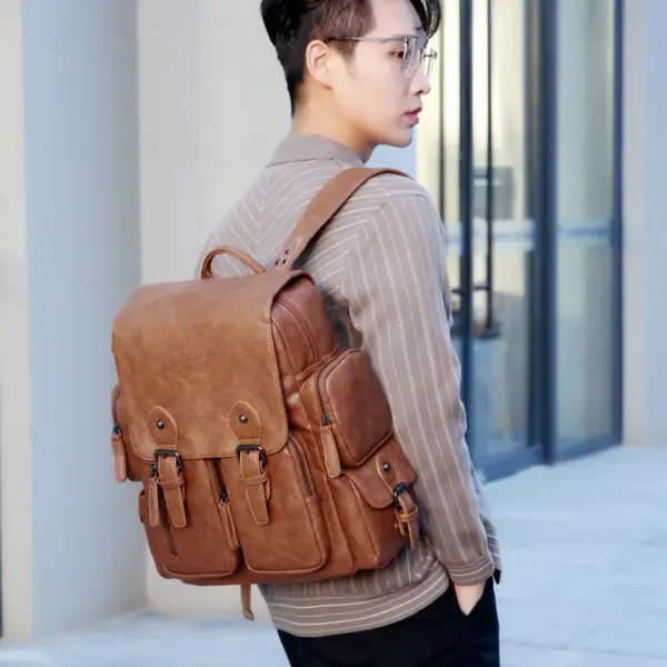 Premium vintage multifunctional leather backpack - Image 6
