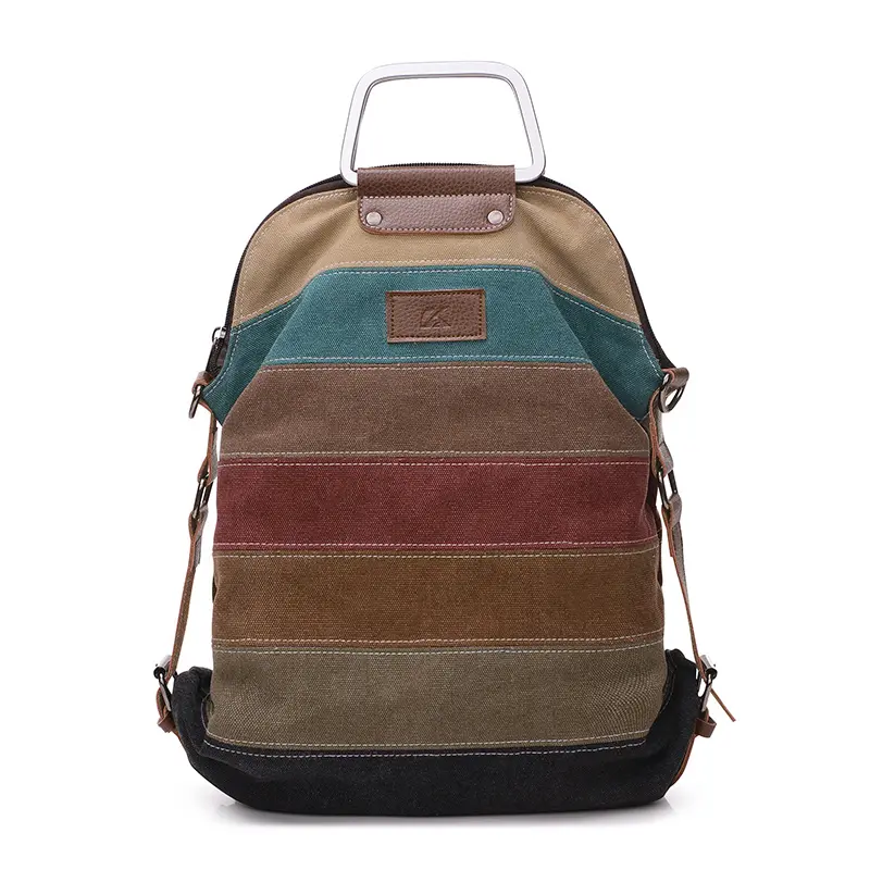 Rainbow pattern multifunctional canvas backpack