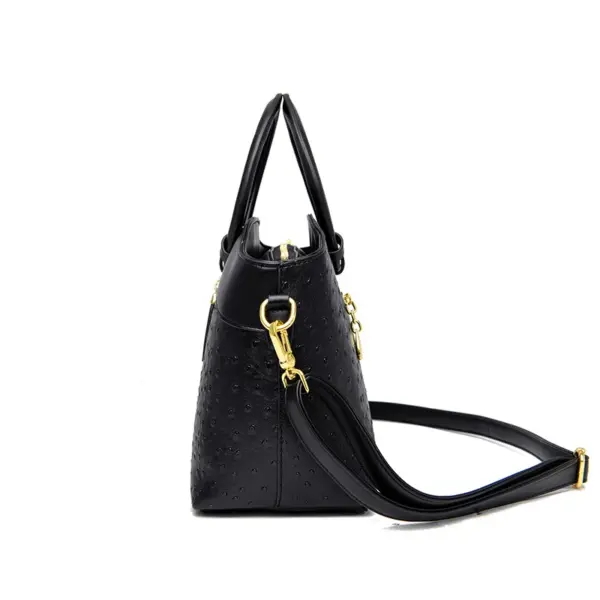 Round handle ostrich pattern tote bag - Image 2