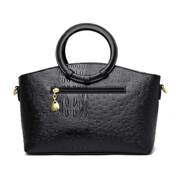 Round handle ostrich pattern tote bag - Image 3