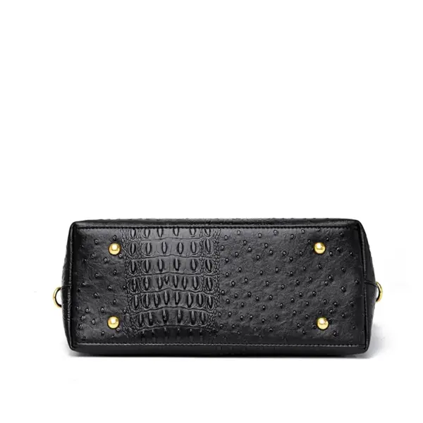 Round handle ostrich pattern tote bag - Image 4