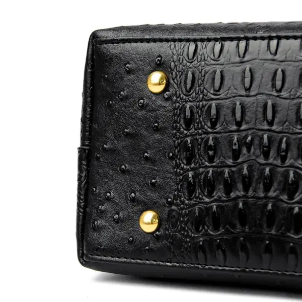 Round handle ostrich pattern tote bag - Image 5