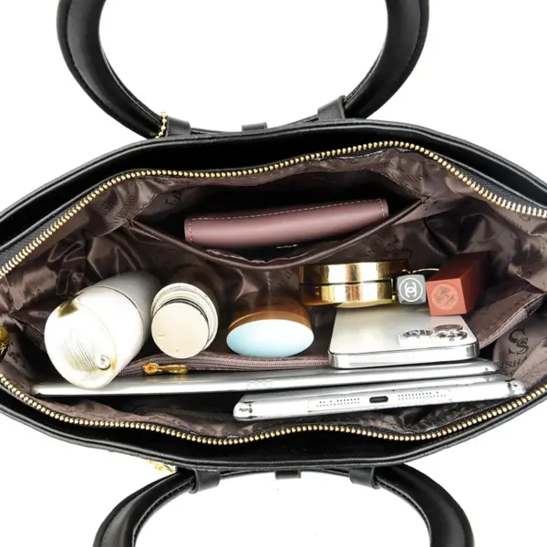 Round handle ostrich pattern tote bag - Image 11