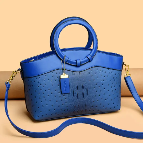 Round handle ostrich pattern tote bag - Image 17