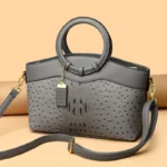 Round handle ostrich pattern tote bag - Image 18