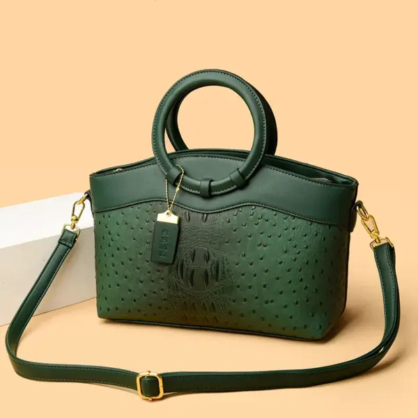 Round handle ostrich pattern tote bag - Image 20