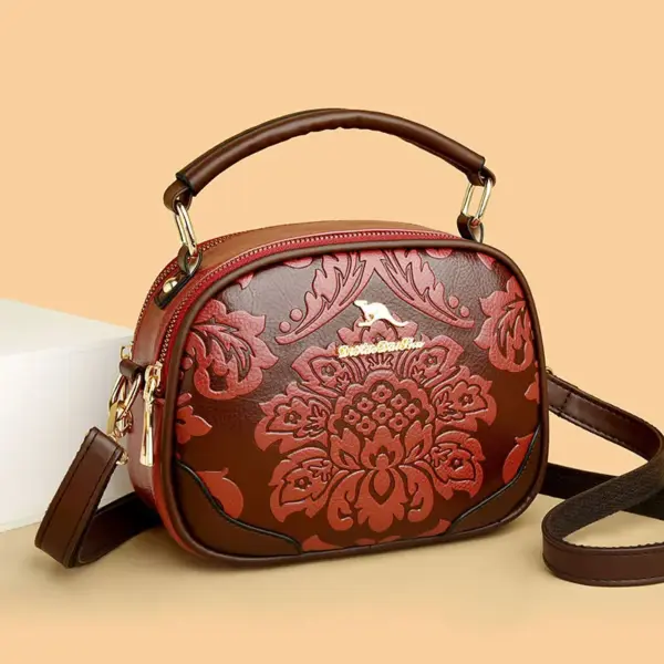 Round pattern flower embossed handbag - Image 12