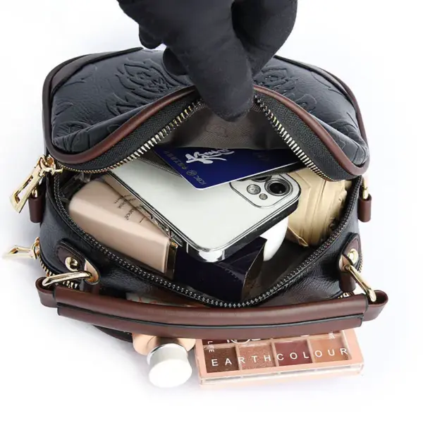 Round pattern flower embossed handbag - Image 16