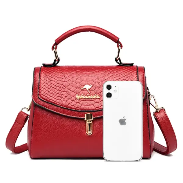 Snakeskin flap decor satchel bag - Image 2