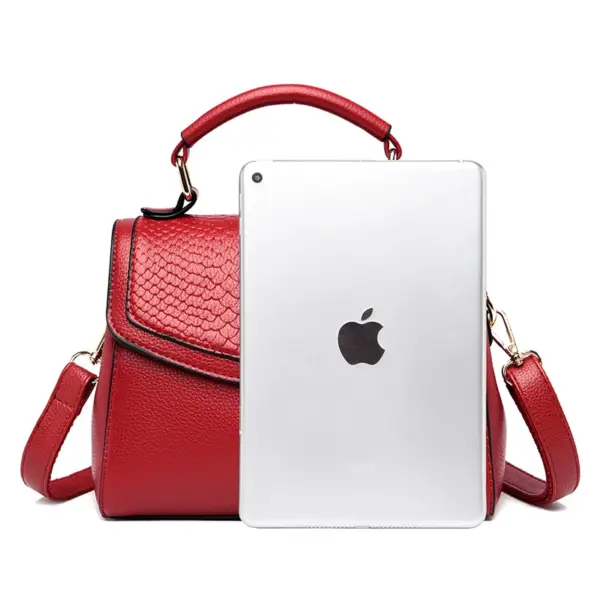 Snakeskin flap decor satchel bag - Image 3