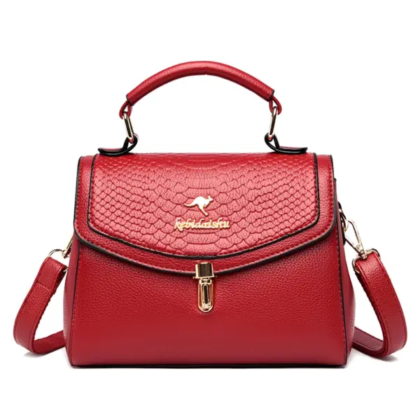 Snakeskin flap decor satchel bag