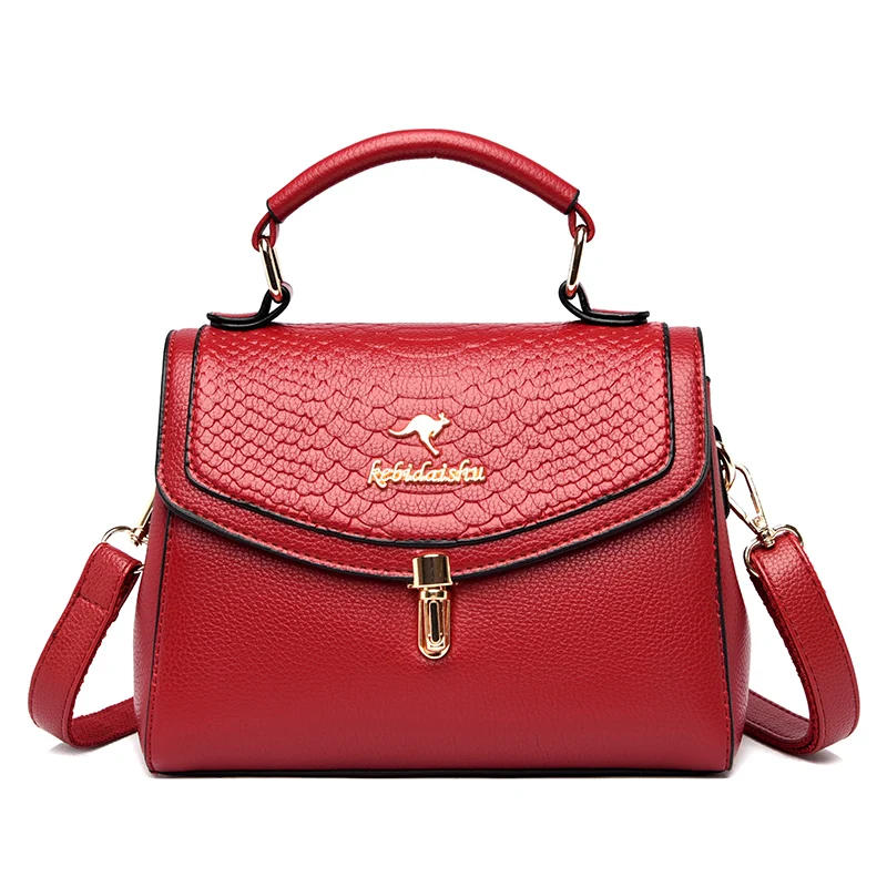 Snakeskin flap decor satchel bag