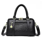 Snakeskin embossed women tote bag - Image 5