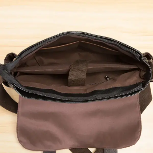 Vintage men`s leather messenger bag - Image 16