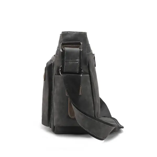 Vintage men`s leather messenger handbag - Image 9