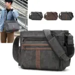 Vintage men`s leather messenger handbag - Image 2