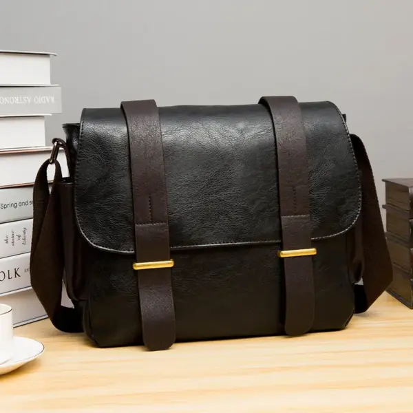 Vintage men`s leather messenger bag - Image 3