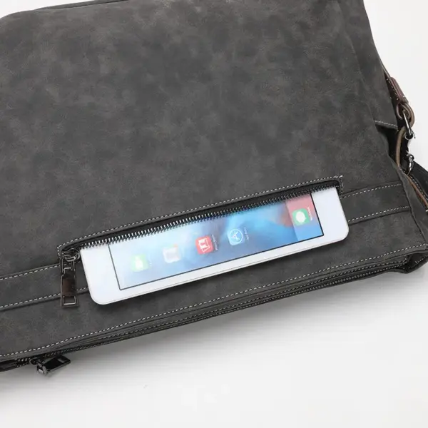 Vintage men`s leather messenger handbag - Image 12