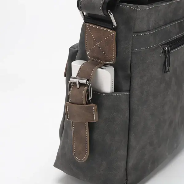 Vintage men`s leather messenger handbag - Image 13