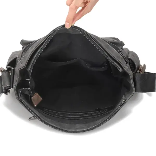 Vintage men`s leather messenger handbag - Image 15