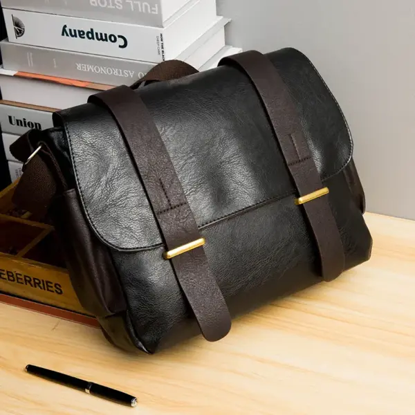 Vintage men`s leather messenger bag - Image 4