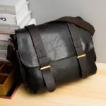 Vintage men`s leather messenger bag - Image 6