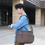 Vintage men`s leather messenger handbag - Image 6