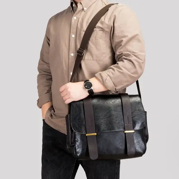 Vintage men`s leather messenger bag - Image 9