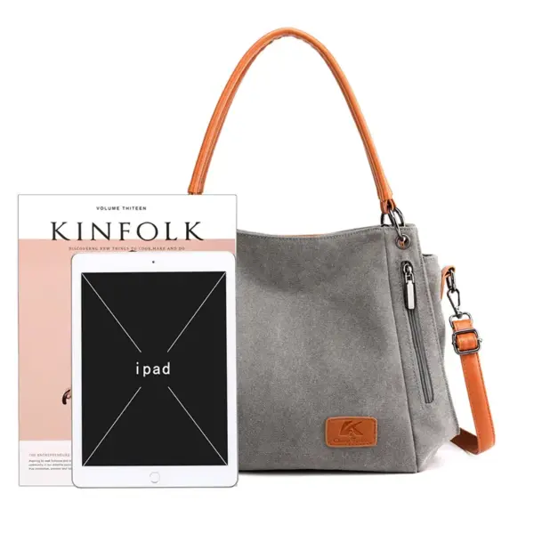 Women canvas shoulder tote bag - Image 9